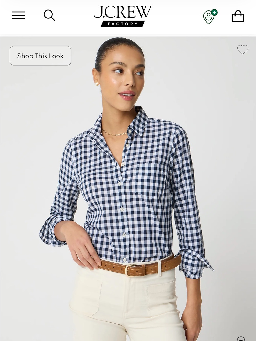J Crew Factory Navy Gingham Button Down